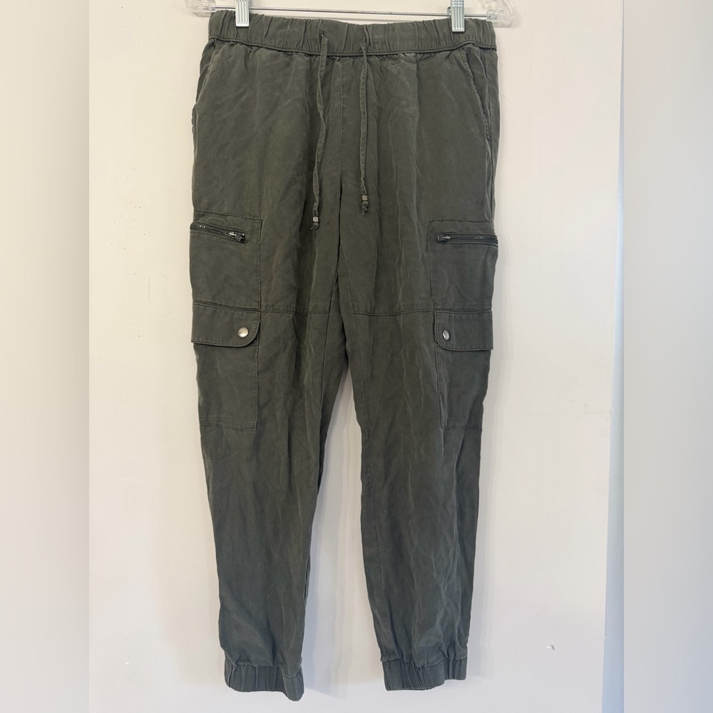Banana Republic Women’s Small Gray Green Silk Feel Cargo Drawstring Jogger Pants - Picture 1 of 8